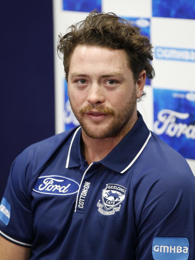 Jack Steven speaks to the media in 2019