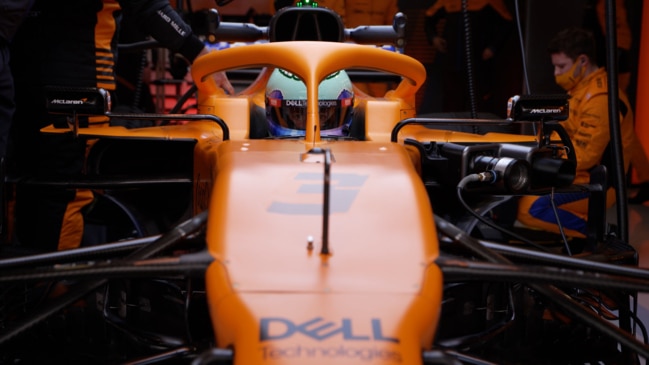 Daniel Ricciardo test drives the new McLaren MCL35M