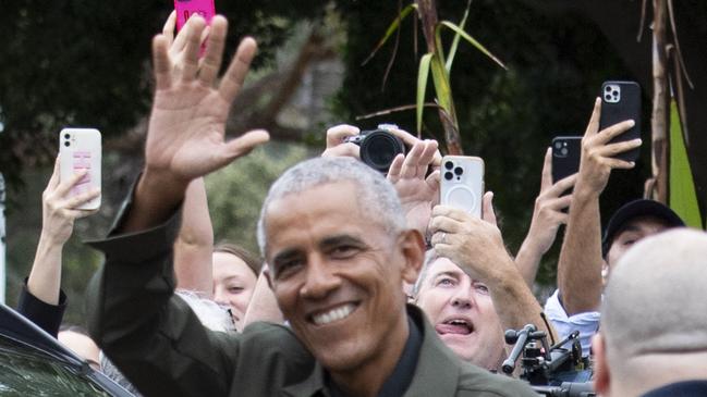 Barack Obama touched down in Sydney with his wife Michelle on Sunday night. Picture: NCA NewsWire/ Monique Harmer