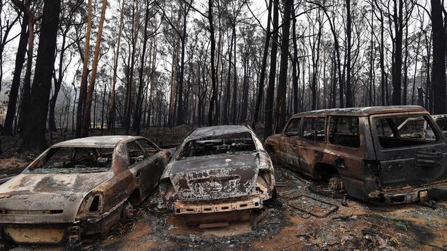 The aftermath of the bushfires that swept through Mogo in NSW. Picture: AFP