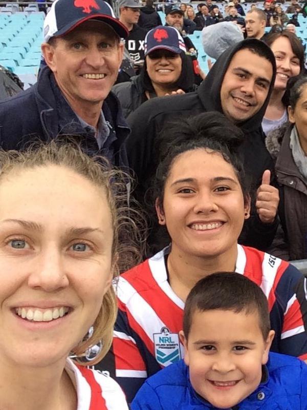 Vanessa Foliaki (right) and her partner Karina Brown (left), who play on the same Roosters team. Picture: Instagram