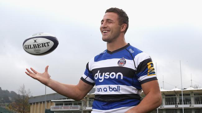 Bath Rugby's new signing Sam Burgess, poses during the media session held at the Recreation Ground in Bath, England.