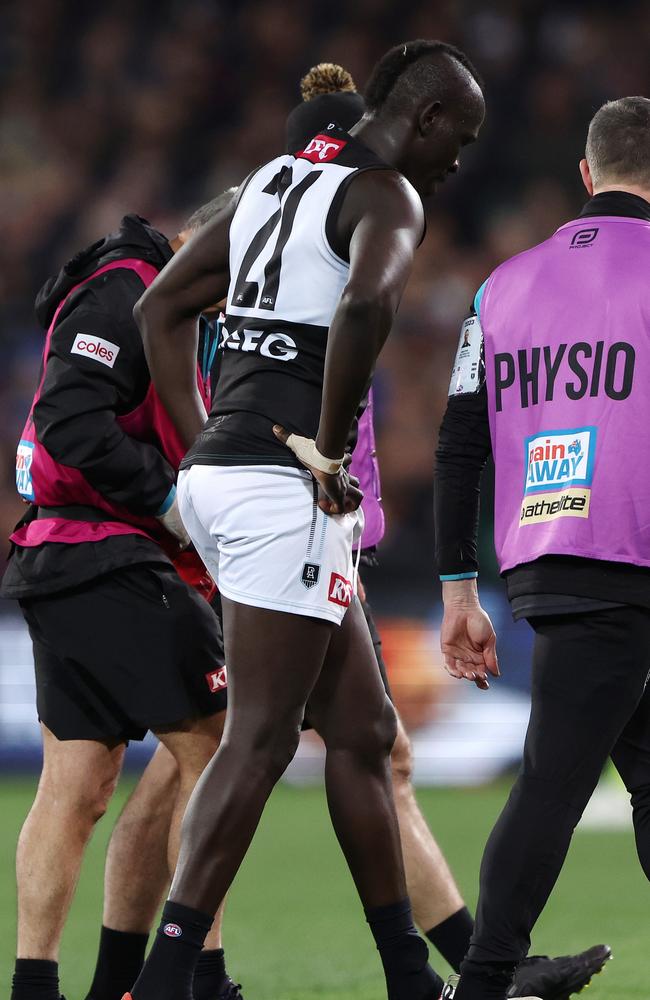 The Power were whacked for their handling of Aliir Aliir’s concussion in 2023. (Photo by Sarah Reed/AFL Photos via Getty Images)