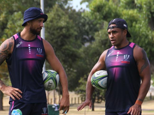 Quade Cooper (left) and Will Genia have joined forces at the Melbourne Rebels. Photo: Supplied