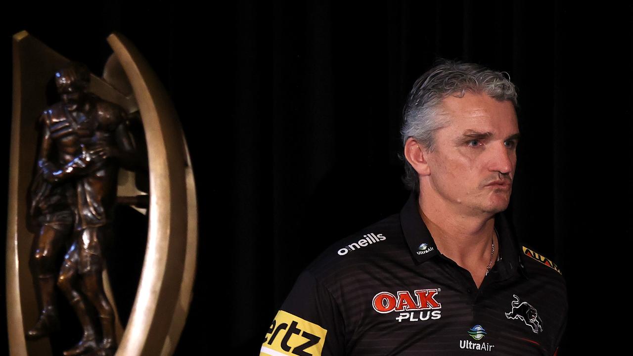 SYDNEY, AUSTRALIA - SEPTEMBER 29: Panthers coach Ivan Cleary attends the 2022 NRL Grand Final media conference at The Fullerton Hotel, Martin Place on September 29, 2022 in Sydney, Australia. (Photo by Cameron Spencer/Getty Images)
