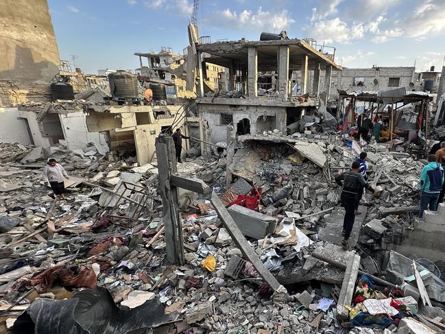 A view of destruction as Palestinians lost their houses at the Nuseirat Refugee Camp after an Israeli attack, breaking the ceasefire in March. Picture: Doaa Albaz/Anadolu via Getty Images