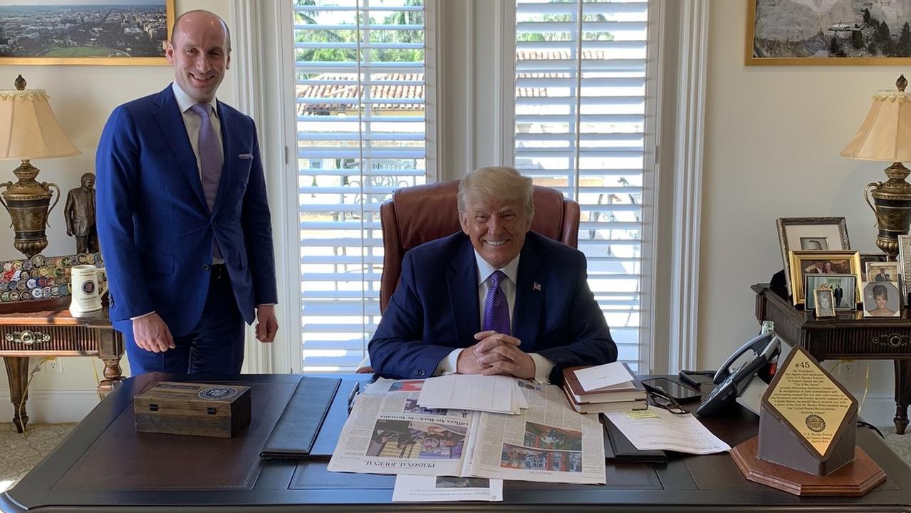 Donald Trump in his Mar-a-Lago office. Picture: Stephen Miller/Twitter