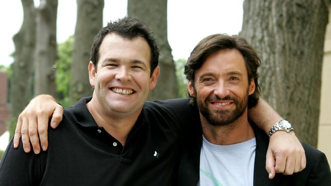 Gus Worland with Hugh Jackman. Picture: Foxtel