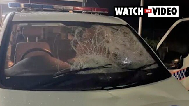 Police car smashed by tyre on M1