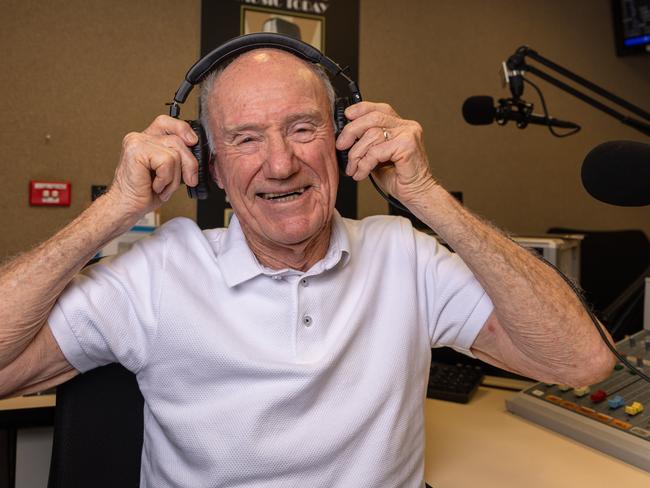 Jack Saunders, 91 is the elder statement of the merry band of presenters at Golden Days Radio station in Glen Huntly. Picture: Jason Edwards