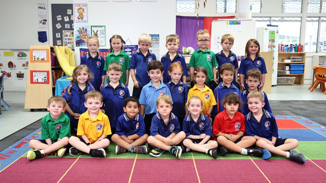 My First Year 2025 -Trinity Beach State School prep class B. From back row: Daisy, Nora, Harry, Mason, Tyler, Koby, Breia, Alessia, Vincenzo, Enrico, Pippa, Tilly, Zephyr, Banks, Declan, Kove, Viaan, Angus, Cora, Alba, Kodah. Picture: Brendan Radke