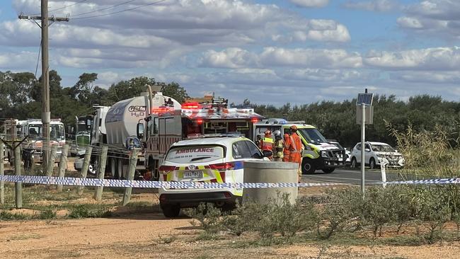 The scene at the corner of Fifth St and Main Ave Sth where Mella Christy’s Holden collided with an Isuzu truck killing her passenger. Picture: Stuart Kavanagh