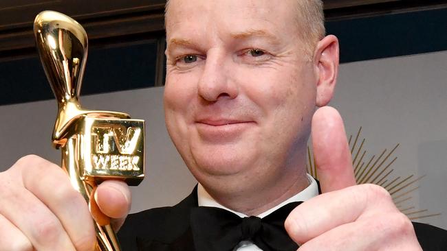 Tom Gleeson poses for a photograph after winning the Gold Logie for most popular personality on Australian TV during the 2019 Logie Awards at The Star Casino on the Gold Coast, Sunday, June 30, 2019. (AAP Image/Darren England) NO ARCHIVING, EDITORIAL USE ONLY