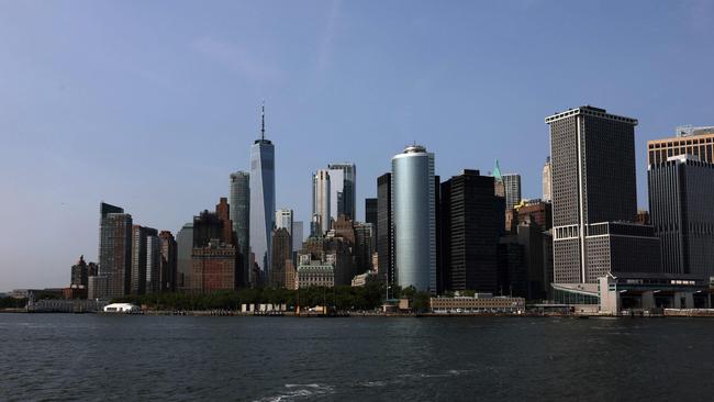 Manhattan skyline is seen from the Staten Island Ferry in 2023. New research has found that New York City may be sinking due to the weight of it numerous skyscrapers. Picture: AFP