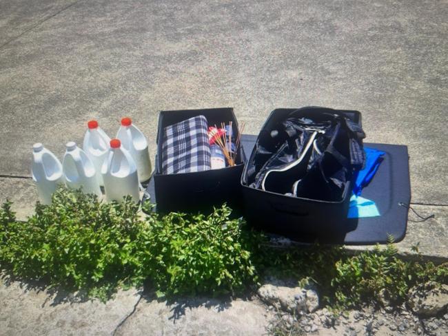 Bottles of bleach were found inside the stolen car.