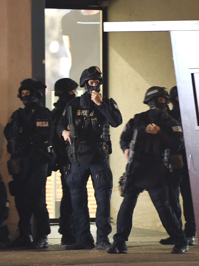 Policemen stand guard in Mariahilfer street in the centre of Vienna. Picture: AFP