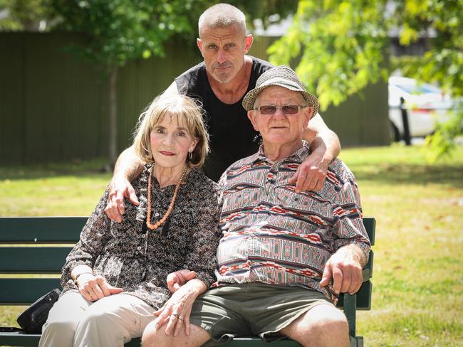 Jim and Yvonne Gentle and son Jason Gentle who was the father of the young boy that was in the house when Tyrelle was killed. Picture: David Caird