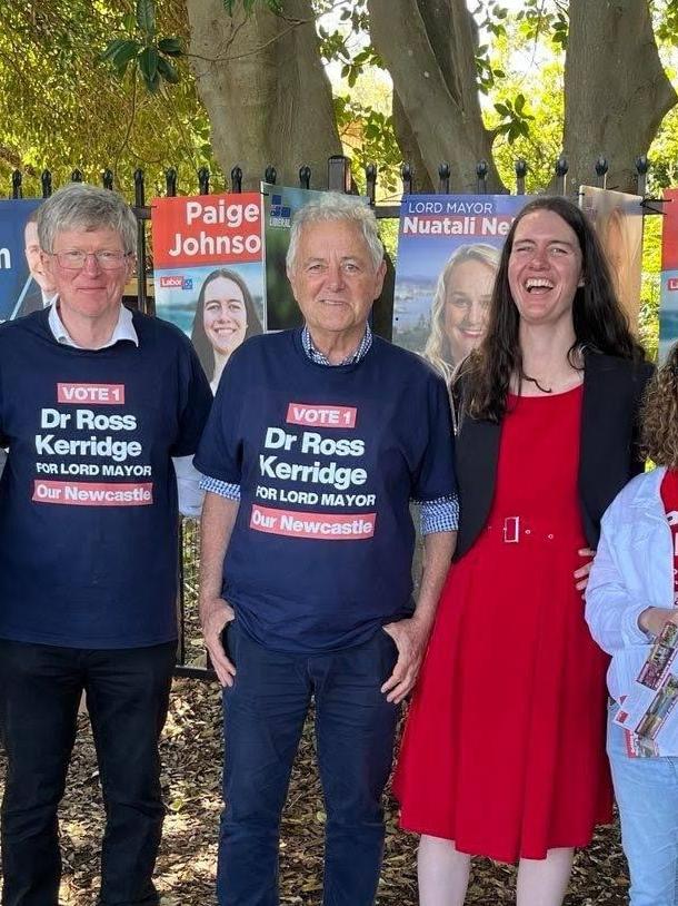 Mayoral candidate for Newcastle Council Ross Kerridge (middle) and his team on election day Saturday 14th September. Facebook