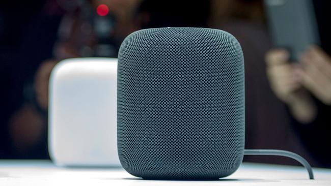 Apple’s HomePod smart speaker on display during Apple's Worldwide Developers Conference in San Jose, California. Picture: AFP PHOTO / Josh Edelson