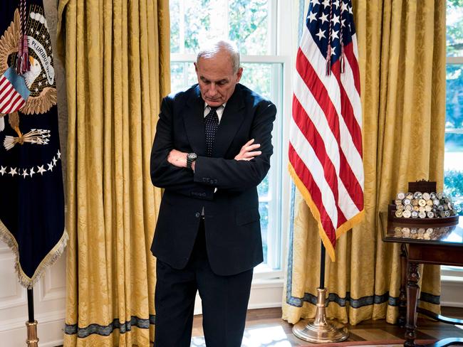 White House Chief of Staff John Kelly waits in the Oval Office of the White House. Picture: AFP