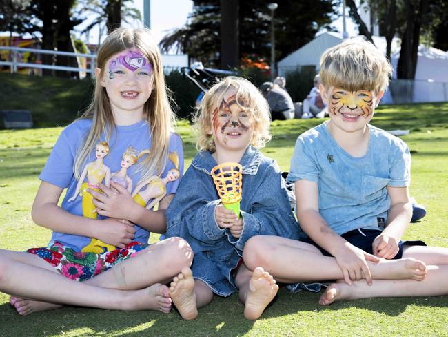 Aurora Garfoot, Romeo Garfoot and Zion Garfoot at CronullaFest at Cronulla on the 09/09/2023. Picture: Daily Telegraph/ Monique Harmer