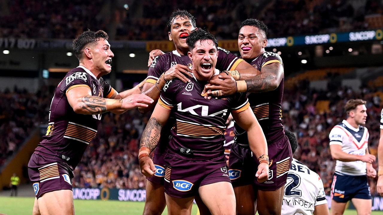 Kotoni Staggs was strong for the Broncos. Picture: Bradley Kanaris/Getty Images