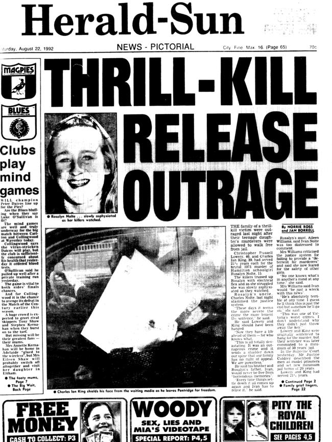 The front page of the Herald Sun on August 22, 1992.