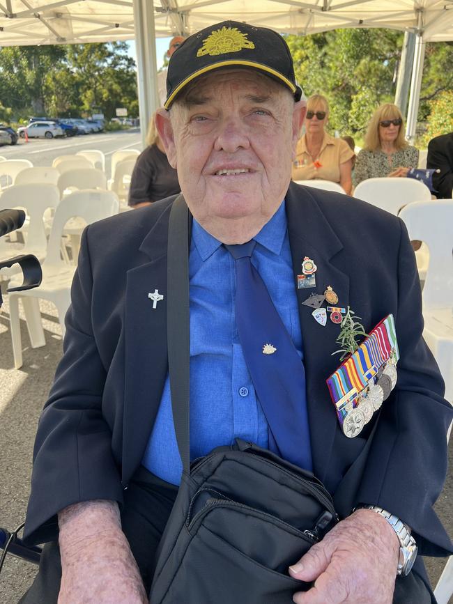 Don 'Poppy Don' Berry at the 2024 Anzac Day service at the Upper Coomera cenotaph. Picture: Keith Woods.