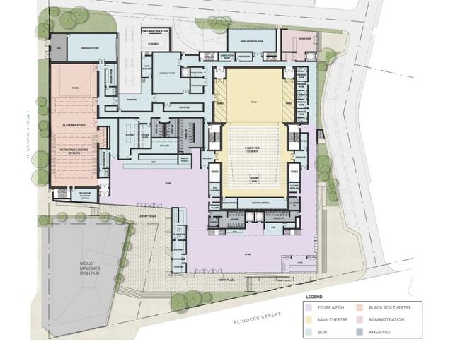 Ground level floor plan for a future Concert Hall at the Hive. Picture: Blight Rayner.