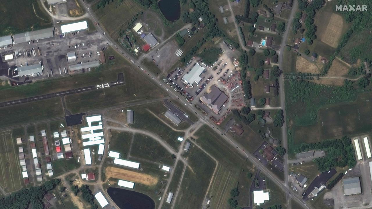 Satellite image released by Maxar Technologies shows an overview of Butler Farm Show Inc. in Butler, Pennsylvania, where former US President and Republican presidential candidate Donald Trump held a rally on July 13, 2024. Picture: Maxar Technologies / AFP