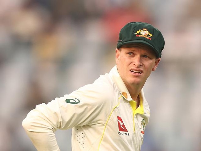 DELHI, INDIA - FEBRUARY 17: Matthew Kuhnemann of Australia looks on during day one of the Second Test match in the series between India and Australia at Arun Jaitley Stadium on February 17, 2023 in Delhi, India. (Photo by Robert Cianflone/Getty Images)