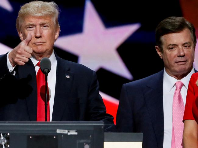 Donald Trump’s former campaign manager Paul Manafort (right) has been released from jail due to coronavirus concerns. Picture: Reuters