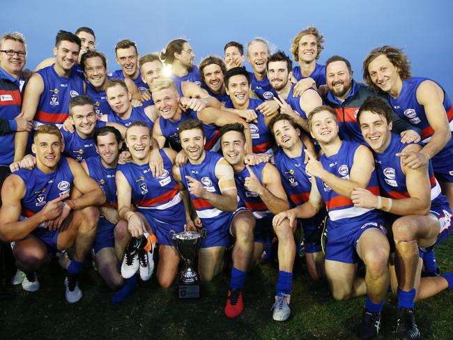 Interleague football : WRFL V Ballarat FL. at Whitten Oval WRFL players and winning cupPicture: Mark Wilson