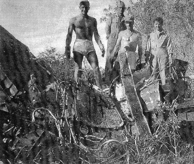 Rescuers at the crash site of the US Flying Fortress at Bakers Creek in 1943.