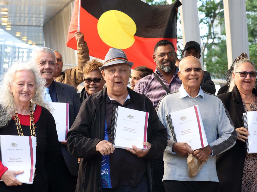 Kabi Kabi people celebrating after the native title ruling. Picture: Liam Kidston