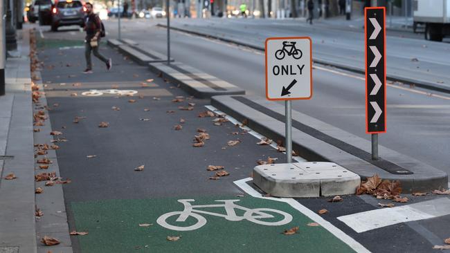 Melbourne City Council has come under fire for using Covid recovery cash to build new bike lanes. Picture: David Crosling