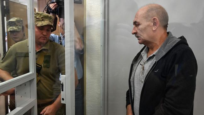 Vladimir Tsemakh, an Ukrainian man suspected of involvement in the downing of flight MH17, about to leave a dock of Kiev court of appeal. Picture: AFP