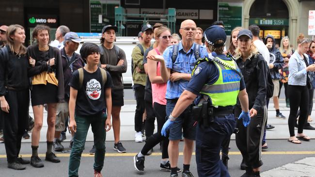 Protesters clash with police. Picture: Alex Coppel.