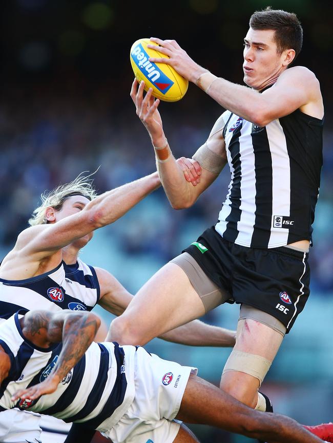 Mason Cox is a big threat in the air. Picture: Getty