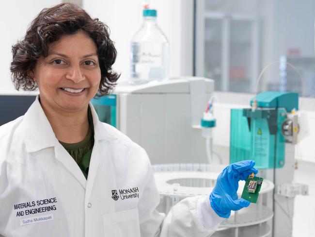 Professor Sudha Mokkapati from Monash University invented the tiny tool to detect biomarkers in the blood. Image: Monash University