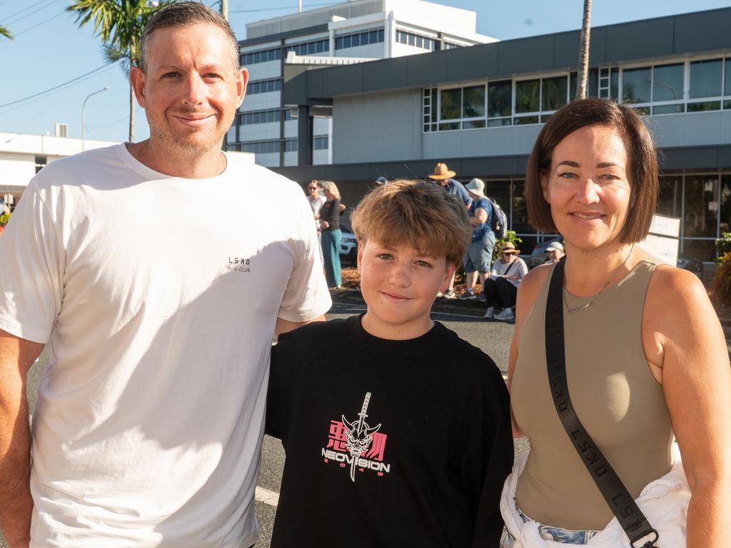 Steve Cousin, Noah Cousin and Emma Armstrong ANZAC Day Mackay Friday 25 April 2025 Picture:Michaela Harlow