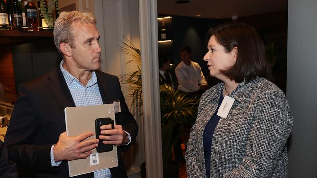 The Australian editor Kelvin Healey and BP Australia president Lucy Nation at the BCA Competitiveness and Productivity Roundtable. Picture: John Feder