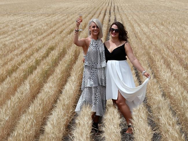 Whittney Brown, of Ballarat and Lauren Nuske, from Horsham at the Rupanyup Barley Banquet. Picture: Yuri Kouzmin