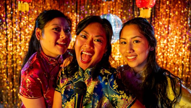 Juanita Navas-Nguyen, Fiona Choi and Elvy-Lee Quici in Single Asian Female by State Theatre Company SA. Picture: Matt Byrne, supplied