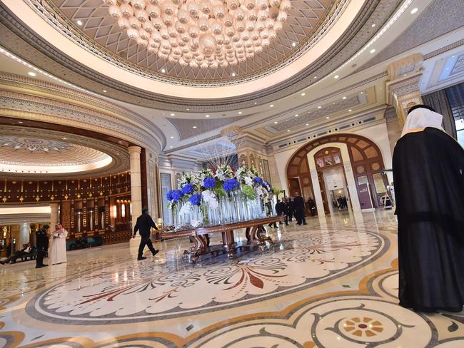 The glitzy hallway of the hotel. Picture: AFP PHOTO / GIUSEPPE CACACE