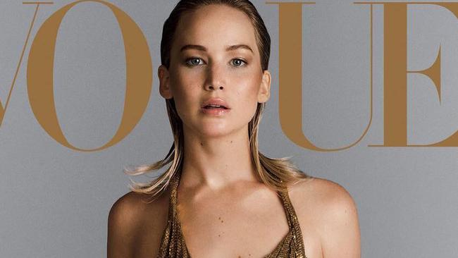 Jennifer Lawrence for her September Vogue cover, picture Inez and Vinoodh. Picture taken from Vogue Magazine Instagram page.  photographed by Annie Leibovitz and Bruce Weber and Inez and Vinoodh.