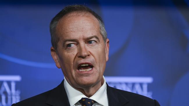 Last week the federal NDIS Minister Bill Shorten told the National Press Club that his baby from the Rudd and Gillard years, the NDIS, needed surgery. Picture: NCA NewsWire / Martin Ollman