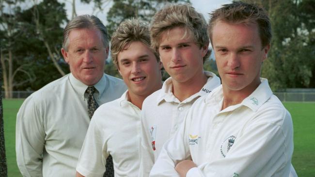 Blues gun Marc Murphy (second from right), pictured with father John and brothers Leigh and Brett, played Premier Cricket with Melbourne University as a 16-year-old.