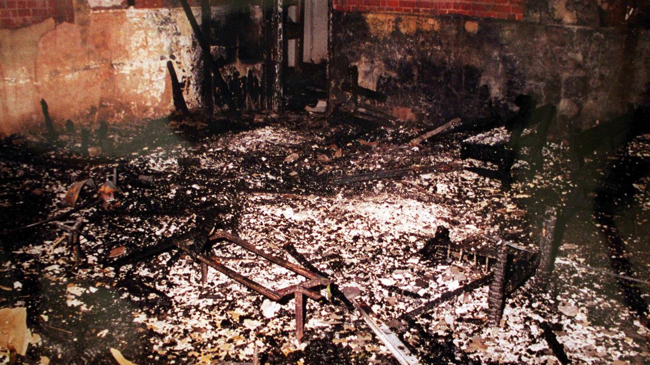 The gutted Childers Backpackers Palace Hostel after the fire on June 23 2000.