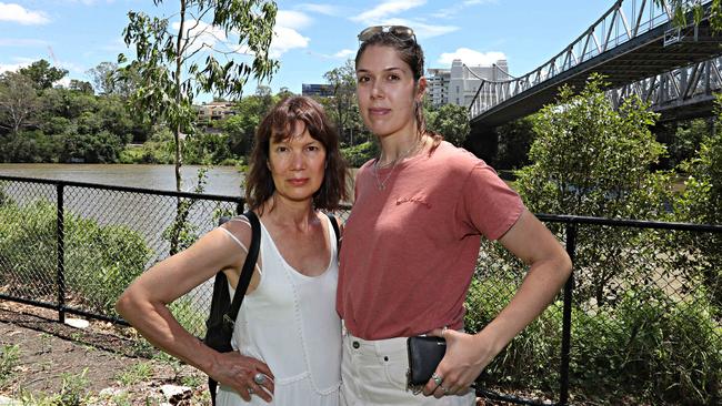 Bianca and Emma Brookes from Chelmer in the park picked to be a construction site for the river walk. Picture: Annette Dew